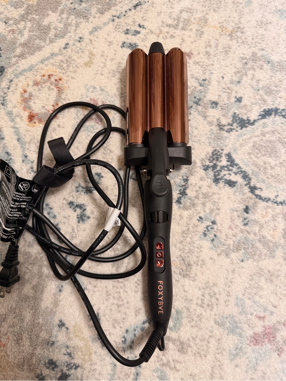 FoxyBae Triple Barrel Hair Waver Rose Gold Curling Iron